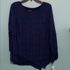 New Directions Long sleeve blue print shirt